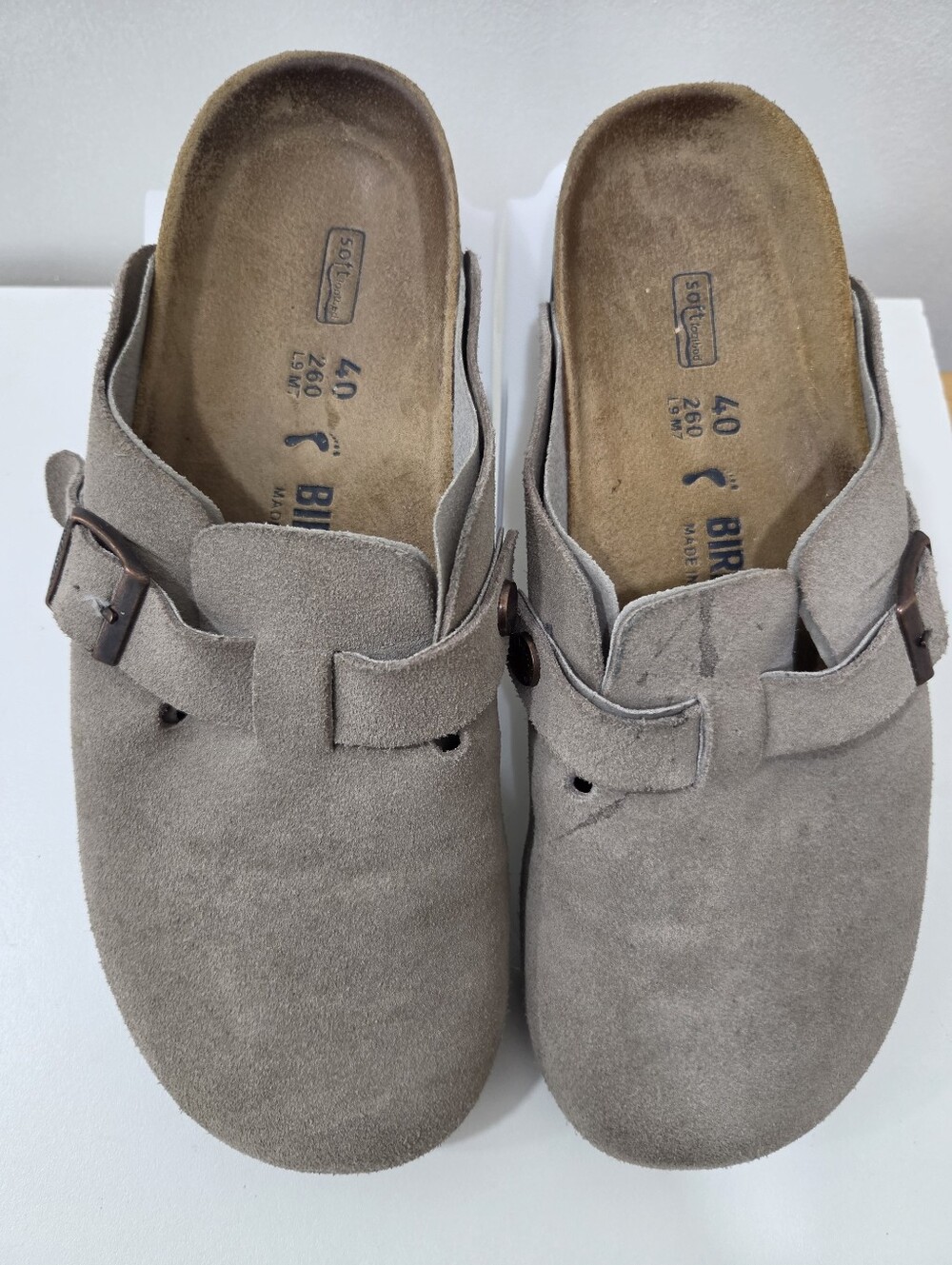 Birkenstock Boston Suede Clogs Taupe Soft Footbed Granola Girl Cottagecore Sz 40